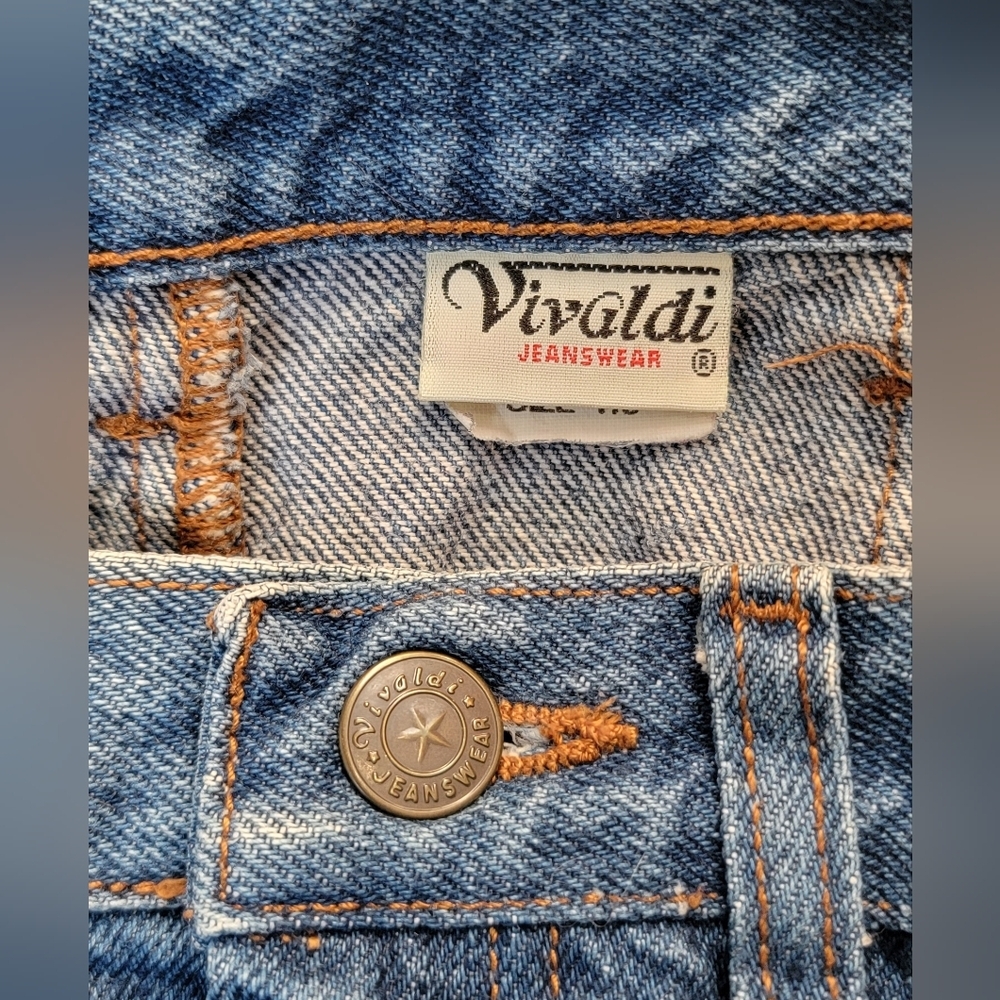 90s Vintg Denim Maxi Skirt Womens 7/8 Med Wash Blue 100% Cotton Fitted w/ Pleate - Picture 5 of 11